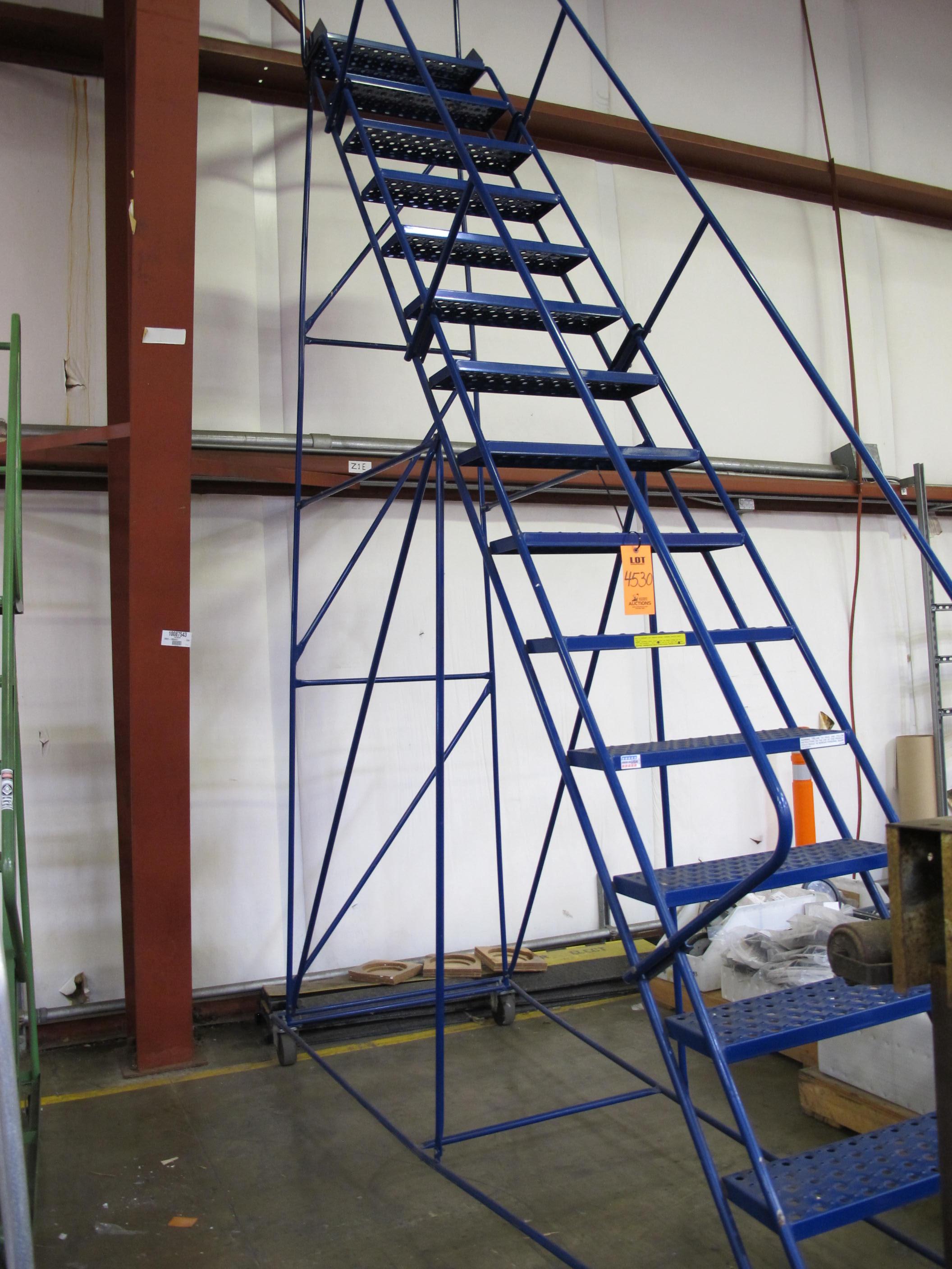 LOUISVILLE LADDER, 15 STEP ROLLING LADDER, 300LB MAX. LOADING & HANDLING FEE $30-4530